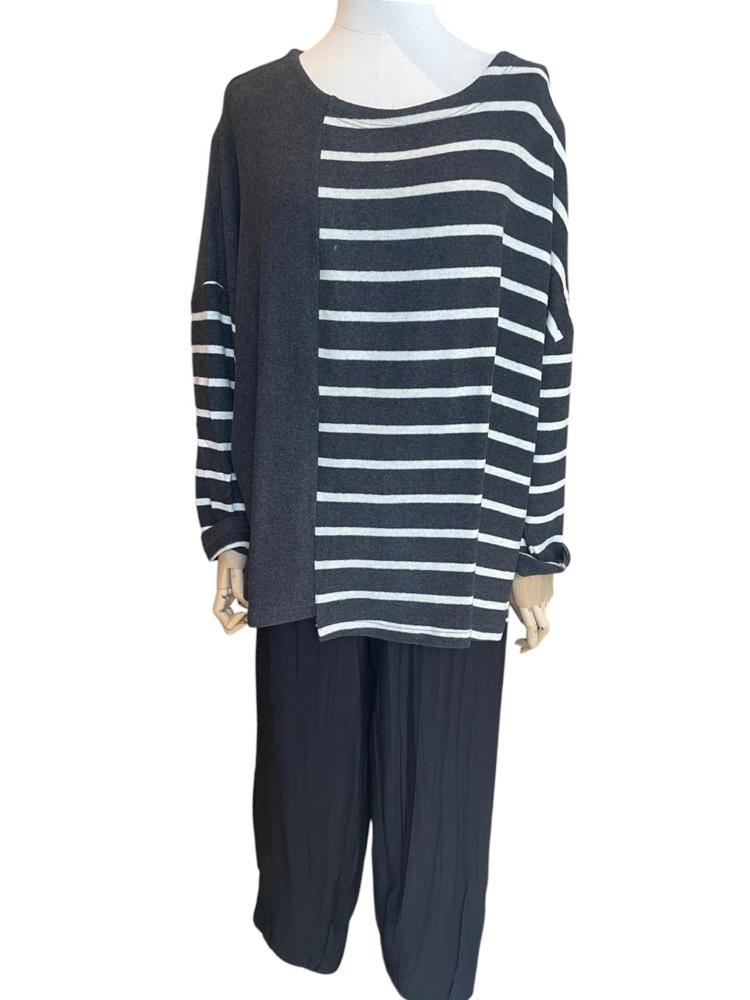 gestreepte comfortabele pull 9543-024 - Vetono