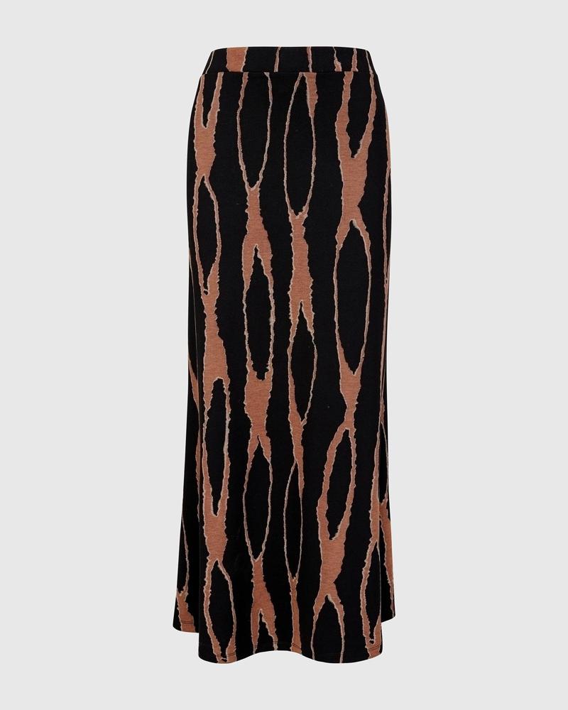 maxi rok met grafisch design ak635 - Alembika