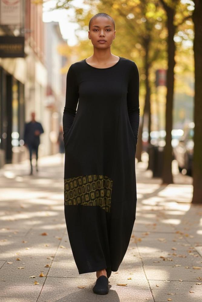 maxi jurk met geometrisch detail ad116c - Alembika