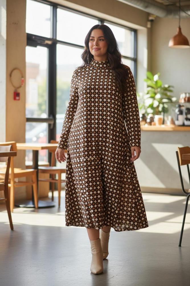 stijlvolle geometrische midi-jurk ud666 - Alembika