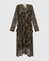 maxi jurk met ruches stippen ud664 - Alembika