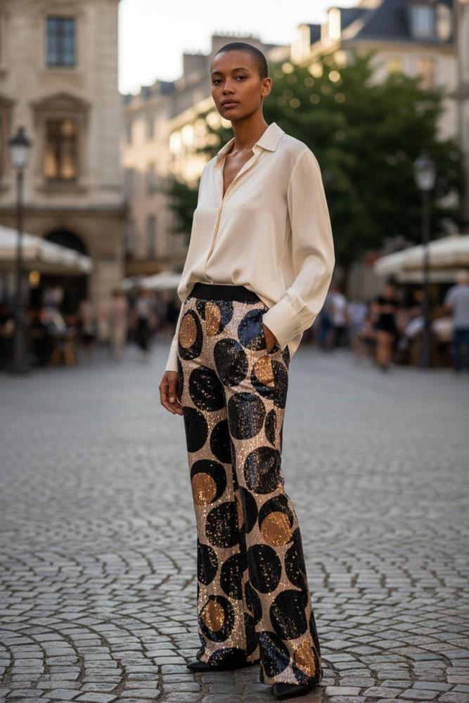 trendy glanzende cirkelbroek ap608 - Alembika