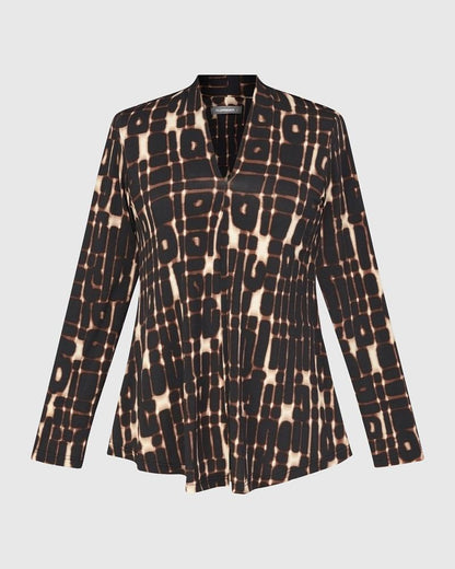 stijlvol geometrisch v-hals shirt at726 - Alembika
