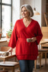 gebreid gilet met ceintuur as934 - Alembika