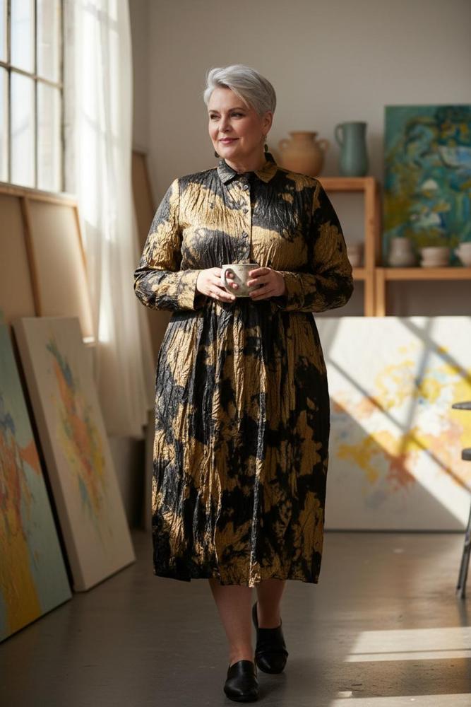 tie-dye midi jurk ad811 - Alembika