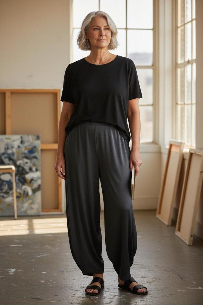 broek met knoop onderaan 25-1488 - Momi