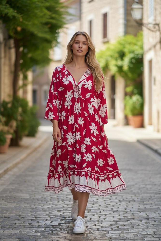 bohemian zomerjurk met bloemenprint 9314 - Vincenzo Allocca