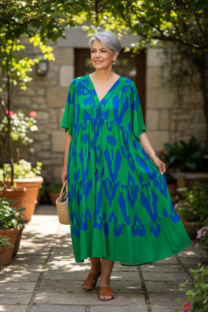 bohemian zomerjurk met bloemenprint 9314 - Vincenzo Allocca