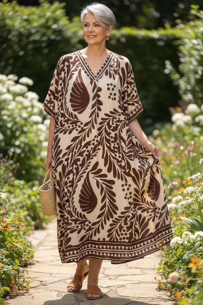 boho maxi jurk met print 8757 - Studio Amour