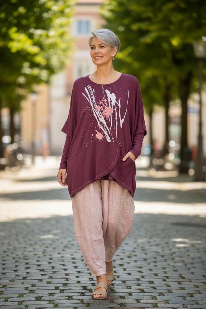 asymmetrisch artistiek dames shirt 10269 - Mollywood