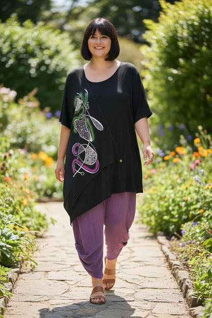 asymmetrisch artistiek dames shirt 10258 - Mollywood