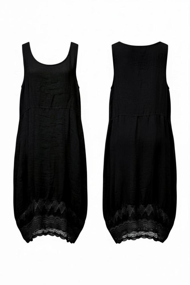 linnen zomerse jurk met kant 7527 - Moonshine