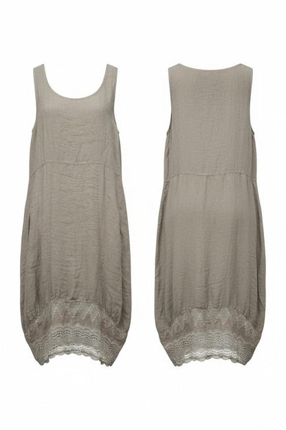 linnen zomerse jurk met kant 7527 - Moonshine