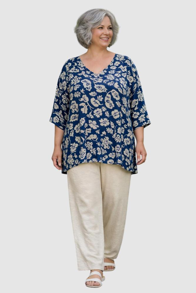 bloemenprint v-hals shirt emma - Ophilia