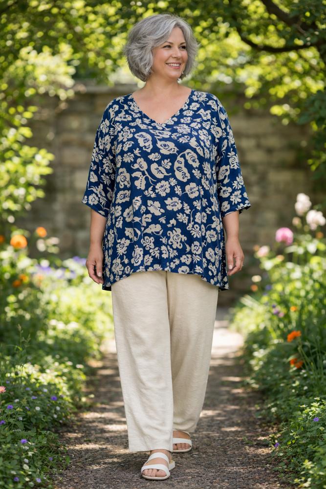 bloemenprint v-hals shirt emma - Ophilia