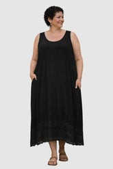 linnen zomerse jurk met kant 7527 - Moonshine