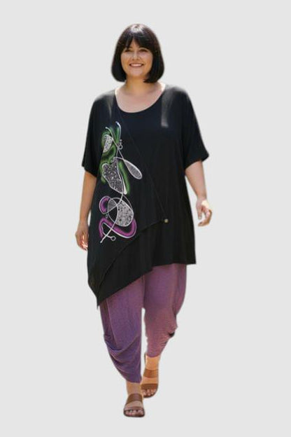 asymmetrisch artistiek dames shirt 10258 - Mollywood