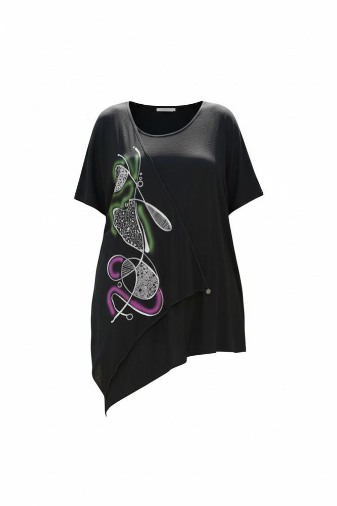 asymmetrisch artistiek dames shirt 10258 - Mollywood