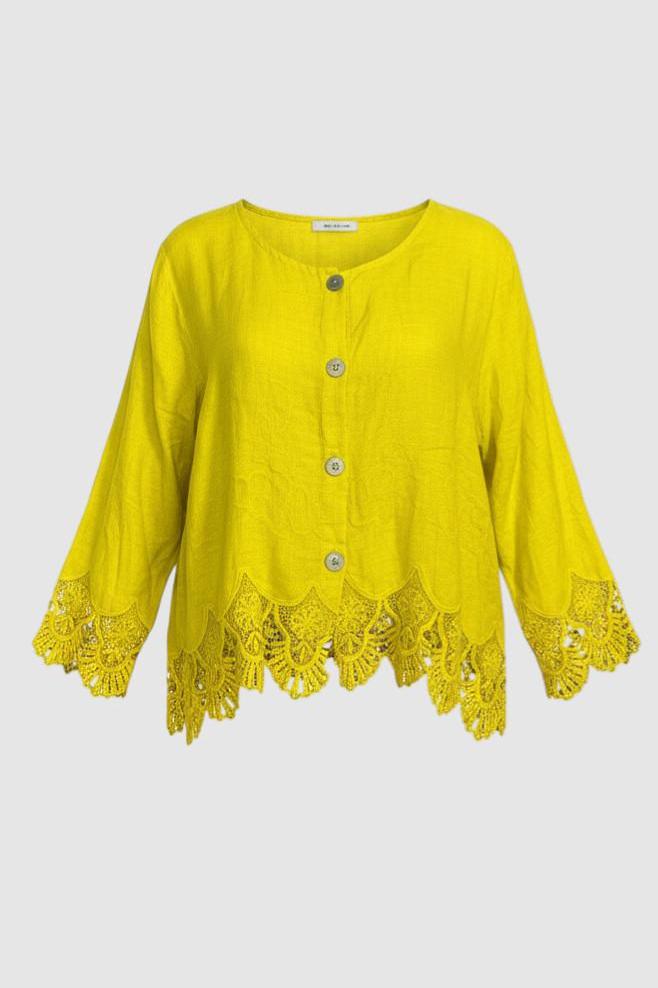 vest met knoopsluiting en kanten accenten 7505ss26 - Moonshine