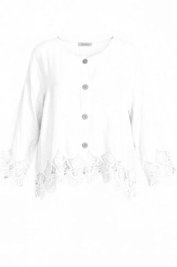 vest met knoopsluiting en kanten accenten 7505ss26 - Moonshine