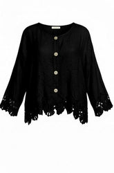 vest met knoopsluiting en kanten accenten 7505ss26 - Moonshine