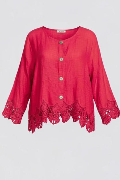 vest met knoopsluiting en kanten accenten 7505ss26 - Moonshine