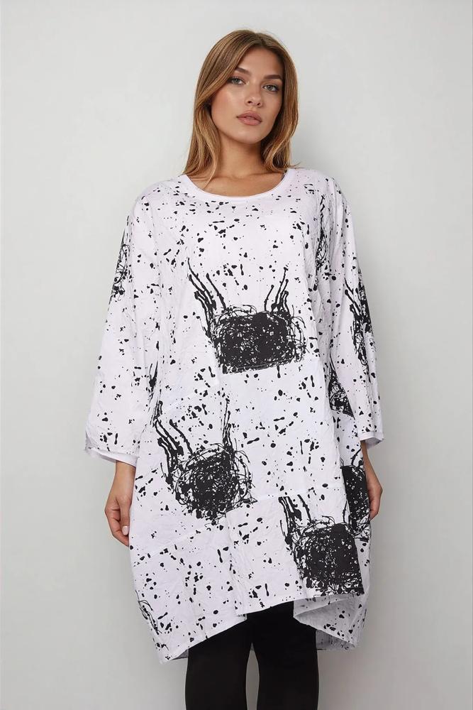 artistieke tuniek met print 26tu200 - Chalona