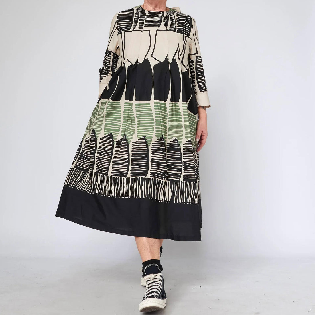 grafische print katoenen jurk 226019 - wendy trendy