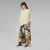 vrolijke bloemenprint wijde broek 826002 - wendy trendy