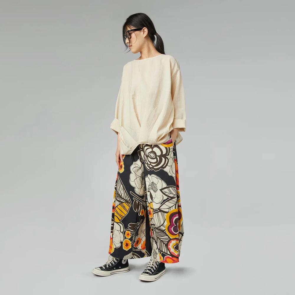 vrolijke bloemenprint wijde broek 826002 - wendy trendy
