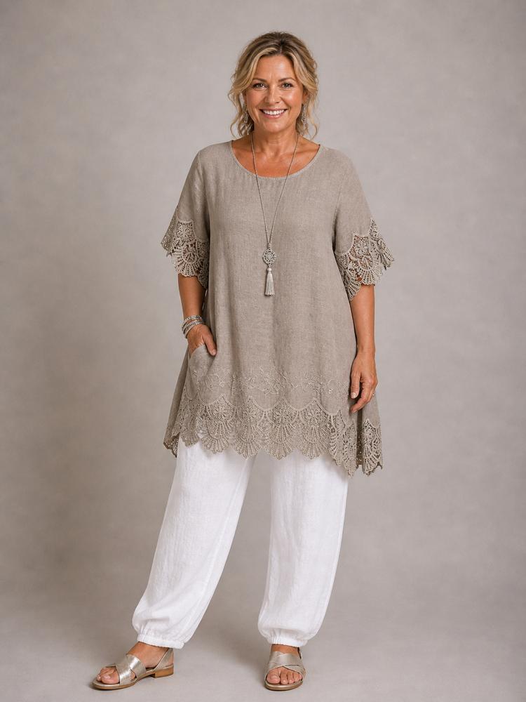 elegant linnen  shirt 7501ss26 - Moonshine