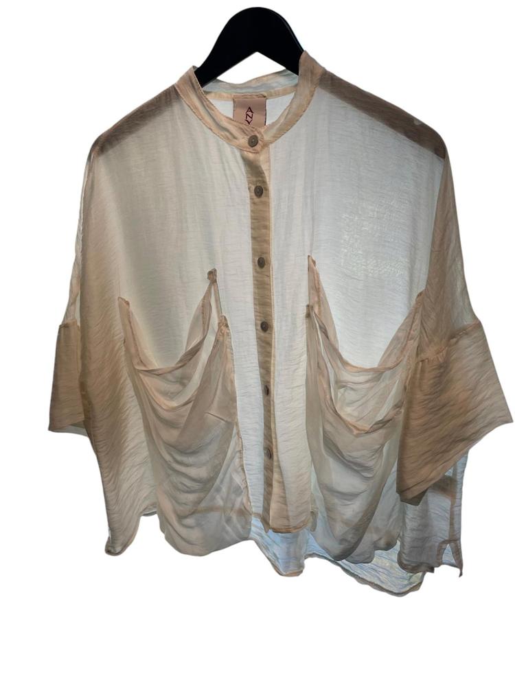 luchtige zijde linnen hemdblouse n338 - Any Trendy