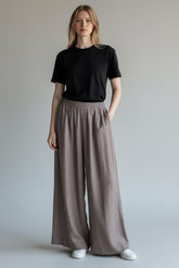 elegante wijde damesbroek linnenmix n184/26 - Any Trendy