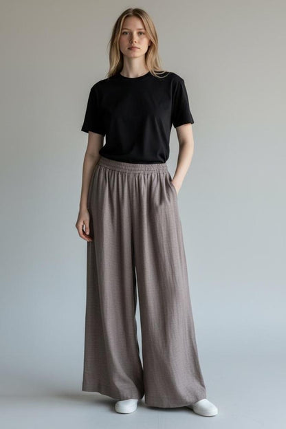 elegante wijde damesbroek linnenmix n184/26 - Any Trendy