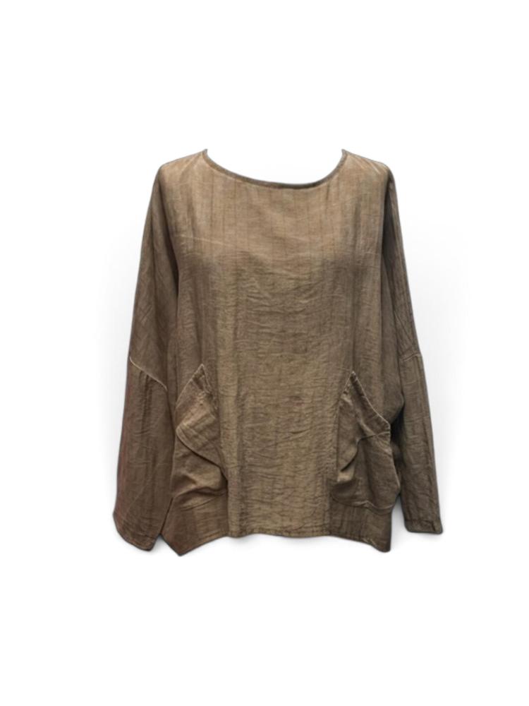 elegant linnenmix dames shirt e058 - Any Trendy
