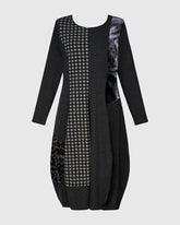 stijlvolle patchwork midi jurk ad908 - Alembika
