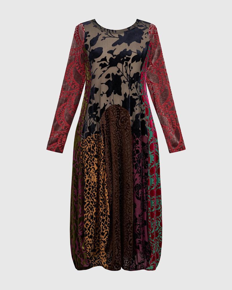 bohemien patchwork maxi jurk ad900 - Alembika