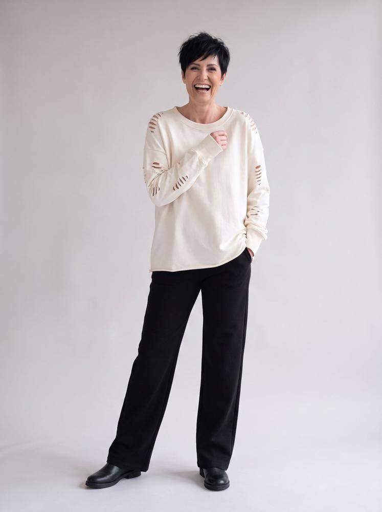 trendy geperforeerde dames sweater 17102 - wendy trendy