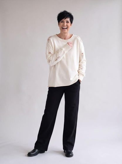 trendy geperforeerde dames sweater 17102 - wendy trendy