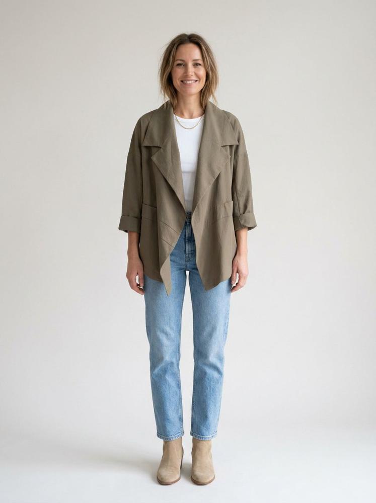 katoenen jas met asymmetrische snit 240805 - wendy trendy