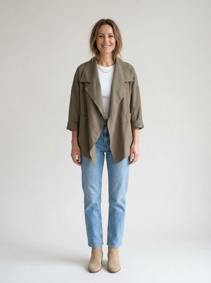 katoenen jas met asymmetrische snit 240805 - wendy trendy