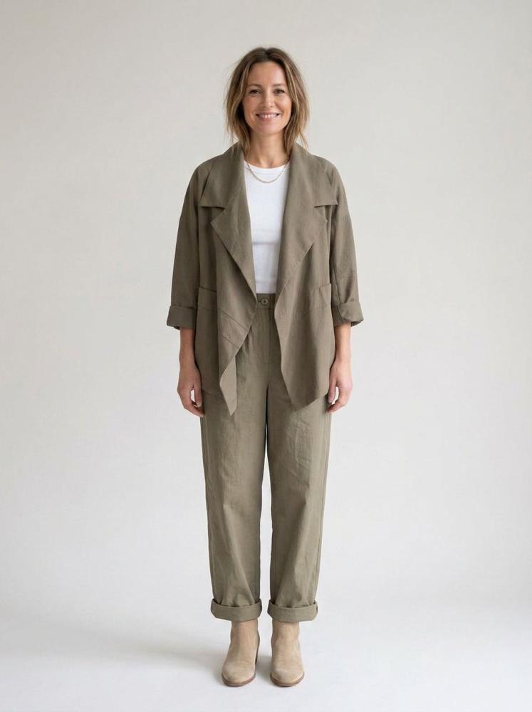 katoenen jas met asymmetrische snit 240805 - wendy trendy