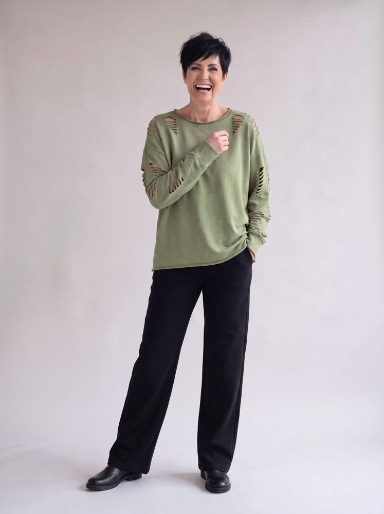 trendy geperforeerde dames sweater 17102 - wendy trendy
