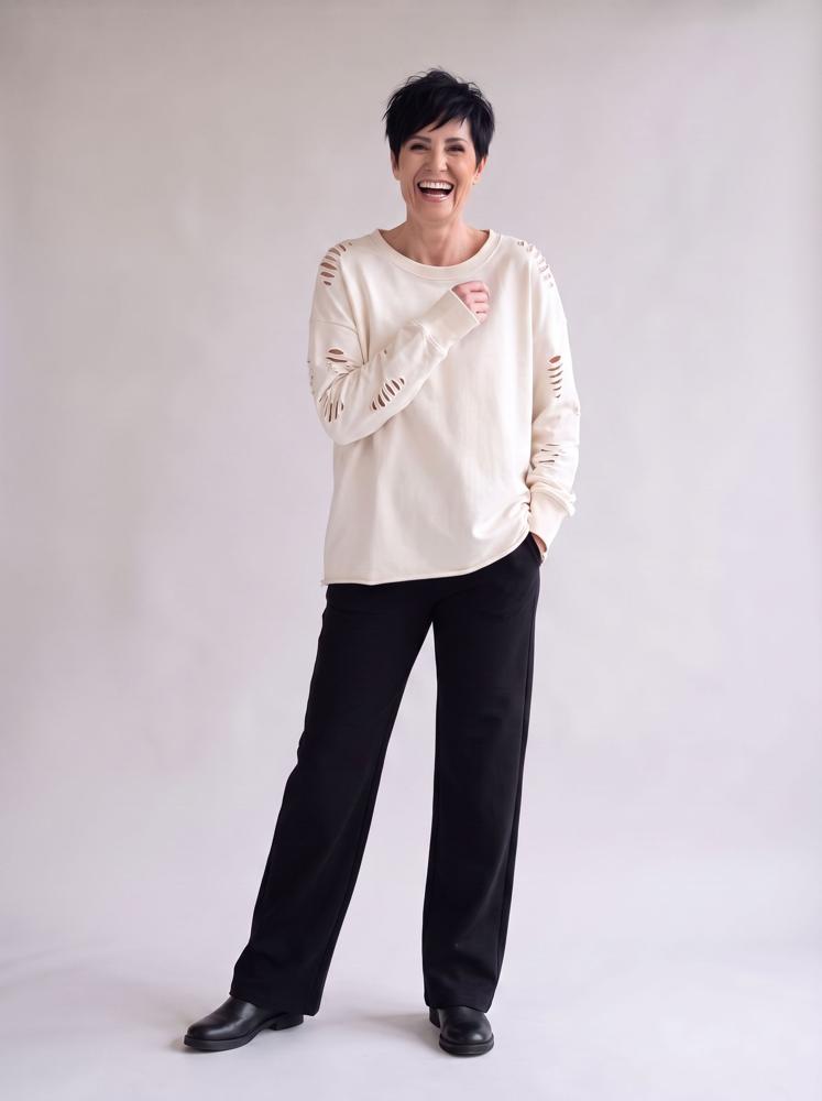 trendy geperforeerde dames sweater 17102 - wendy trendy