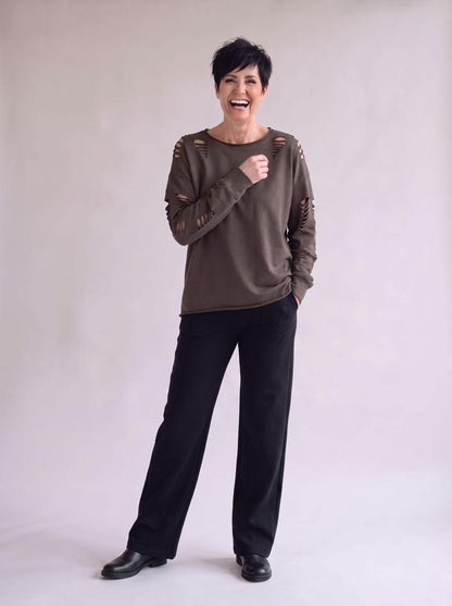 trendy geperforeerde dames sweater 17102 - wendy trendy