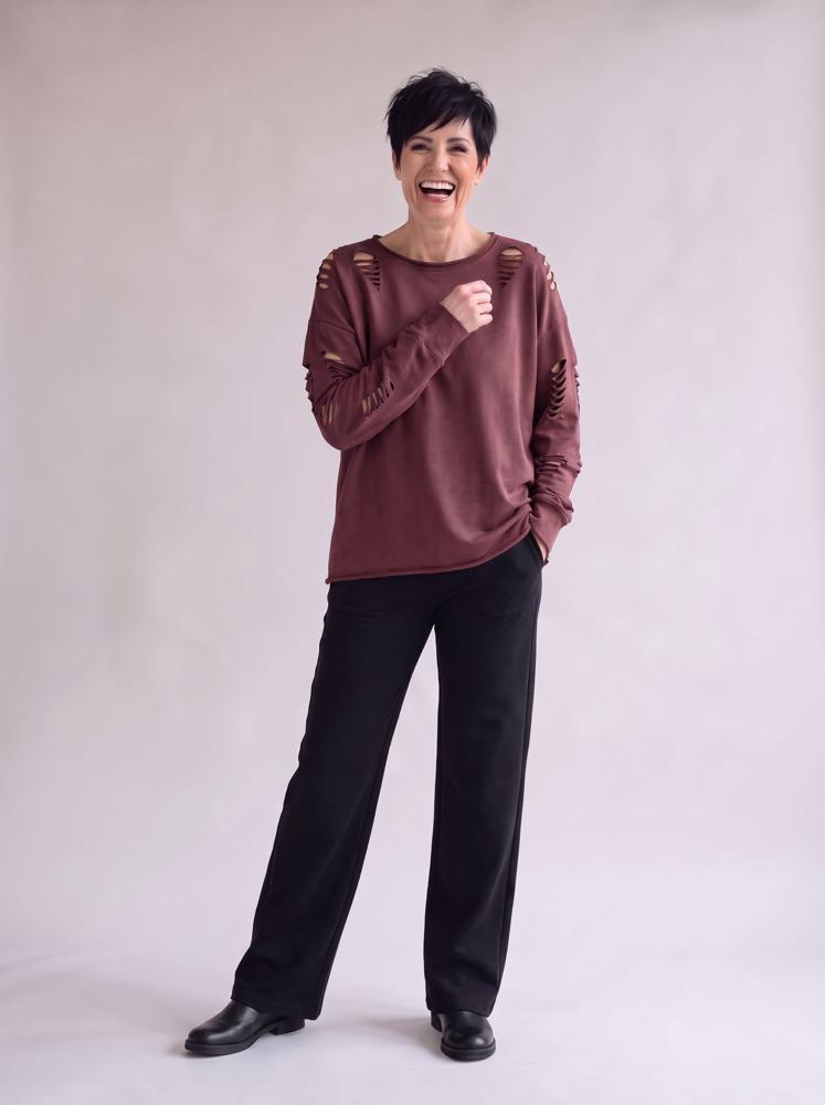 trendy geperforeerde dames sweater 17102 - wendy trendy