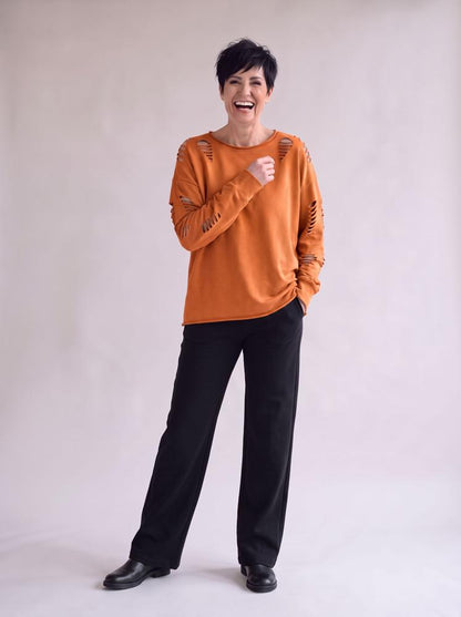 trendy geperforeerde dames sweater 17102 - wendy trendy