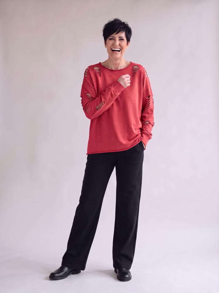 trendy geperforeerde dames sweater 17102 - wendy trendy