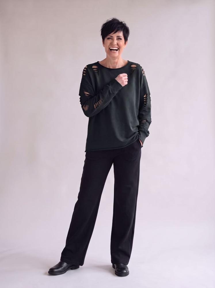 trendy geperforeerde dames sweater 17102 - wendy trendy