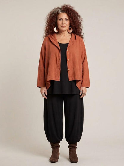 casual katoenen damesvest met capuchon 8319aw - Moonshine